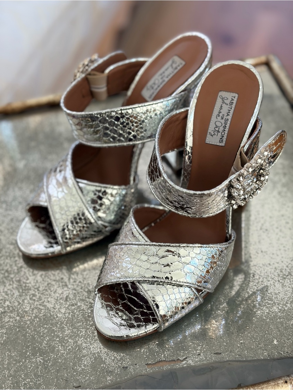 Joanna Ortiz Reyner Silver Strappy Sandal heel